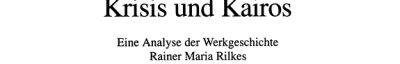 Couverture : Krisis und Kairos