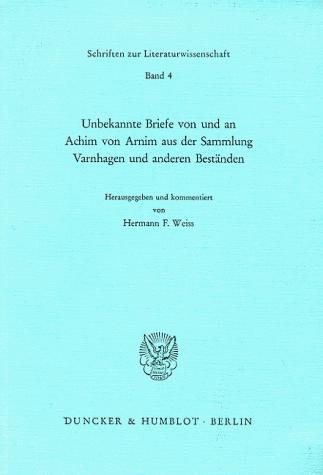 Couverture : Unbekannte Briefe von und an Achim von Arnim aus der Sammlung Varnhagen und anderen Beständen