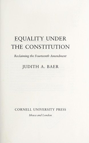 Couverture : Equality under the constitution