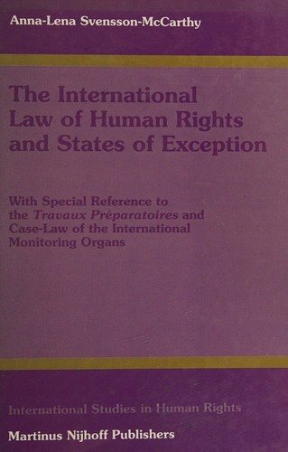 Couverture : The international law of human rights and states of exception