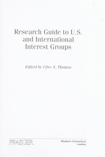 Couverture : Research guide to U.S. and international interest groups