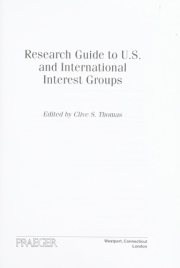 Couverture : Research guide to U.S. and international interest groups