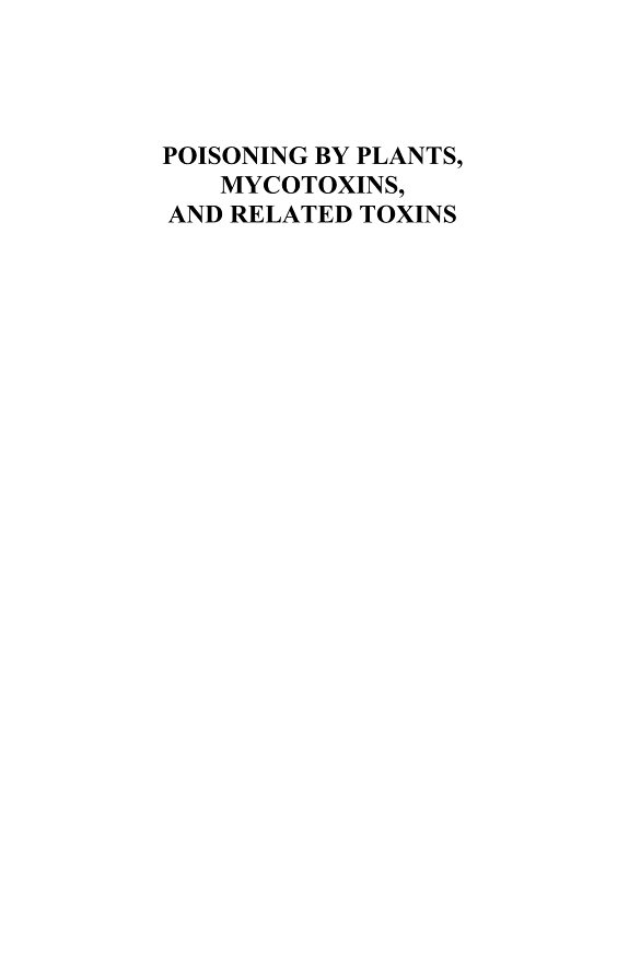 Couverture : Poisoning by plants, mycotoxins, and related toxins