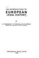 Couverture : An introduction to European legal history