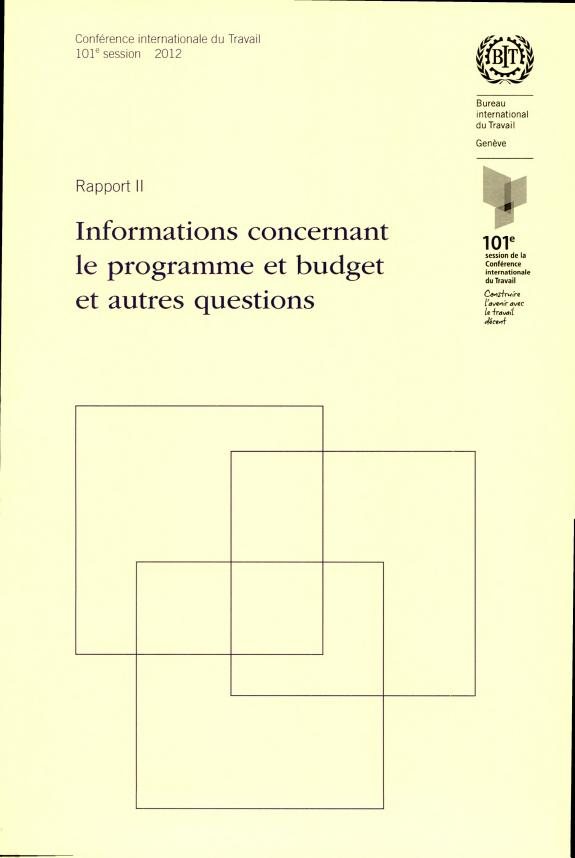 Couverture : Informations Concernant le Programme et Budget et Autres Questions