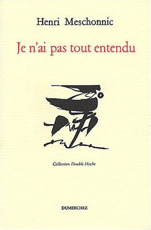 Couverture : Je n'ai pas tout entendu