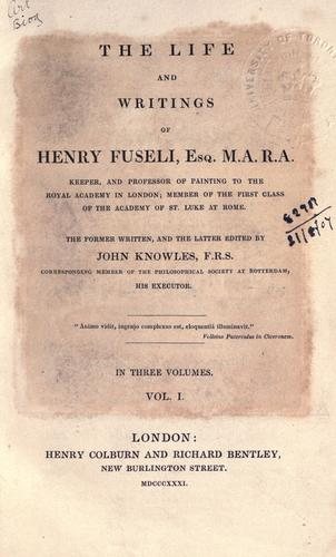Couverture : The life and writings of Henry Fuseli