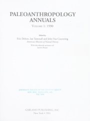 Couverture : PALEOANTHROPOLOGY VOL 1  1990 (Paleoanthropology Annual)