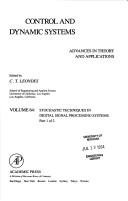 Couverture : Control and Dynamic Systems: Advances in Theory and Applications 