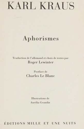 Couverture : Aphorismes