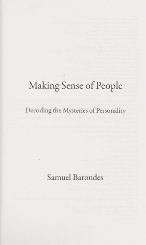 Couverture : Making Sense of People