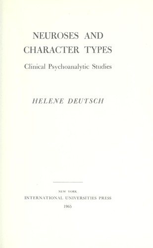 Couverture : Neuroses and character types