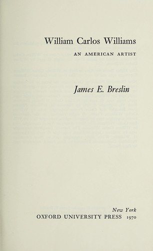 Couverture : William Carlos Williams, an American artist
