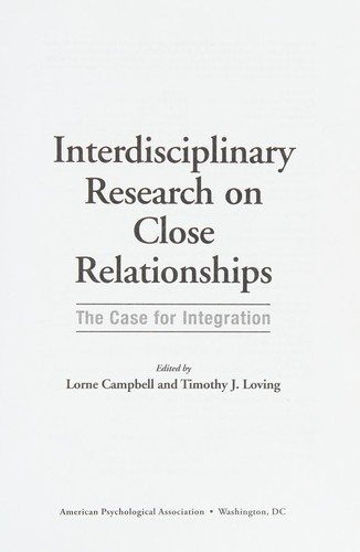 Couverture : Interdisciplinary Research on Close Relationships