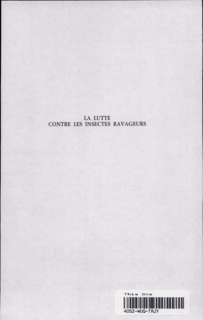 Couverture : La lutte contre les insectes ravageurs