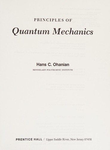 Couverture : Principles of quantum mechanics