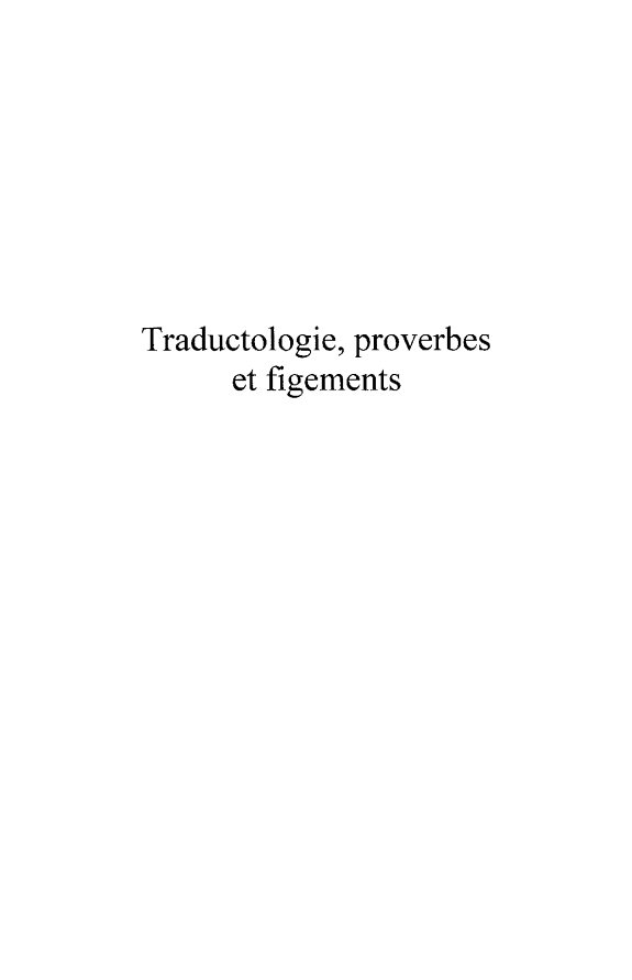 Couverture : Traductologie, proverbes et figements