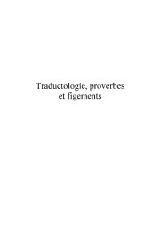 Couverture : Traductologie, proverbes et figements