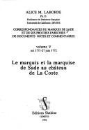 Couverture : Correspondances du marquis de Sade et de ses proches enrichies de documents, notes et commentaires