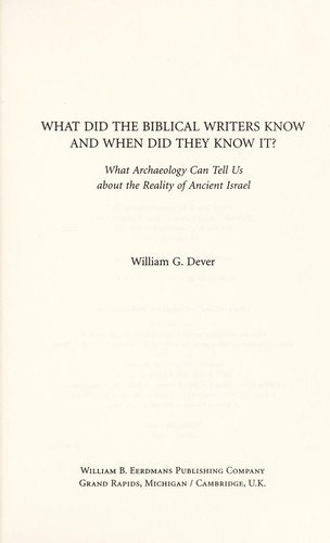 Couverture : What did the biblical writers know, and when did they know it?