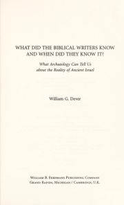 Couverture : What did the biblical writers know, and when did they know it?