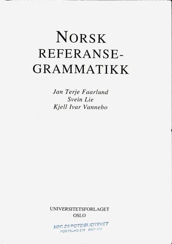 Couverture : Norsk referansegrammatikk