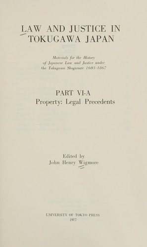 Couverture : Law and justice in Tokugawa Japan
