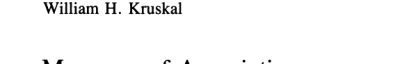 Couverture : Measures of association for Cross classifications
