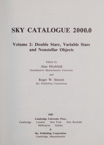 Couverture : Sky catalogue 2000.0.