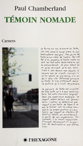 Couverture : Témoin nomade
