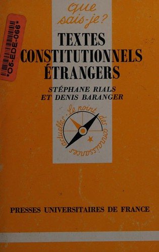 Couverture : Textes constitutionnels étrangers