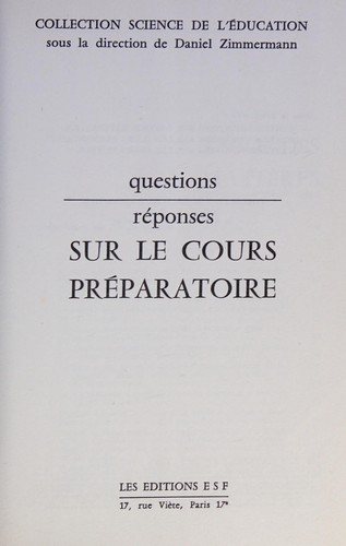Couverture : Questions/réponses sur le cours préparatoire.