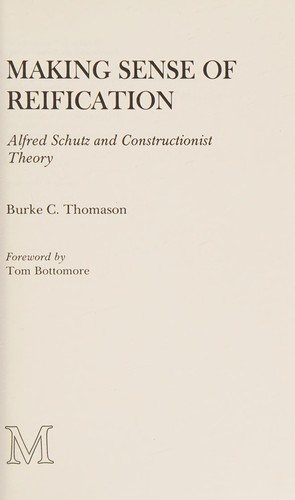 Couverture : Making sense of reification