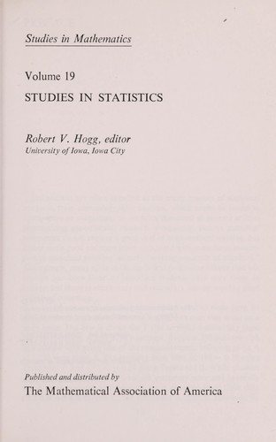 Couverture : Studies in statistics