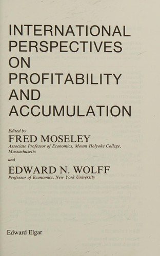 Couverture : International perspectives on profitability and accumulation