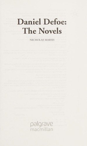 Couverture : Daniel Defoe, the novels