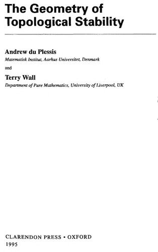 Couverture : The geometry of topological stability