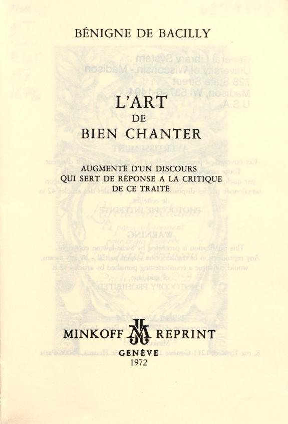 Couverture : L'art du chant