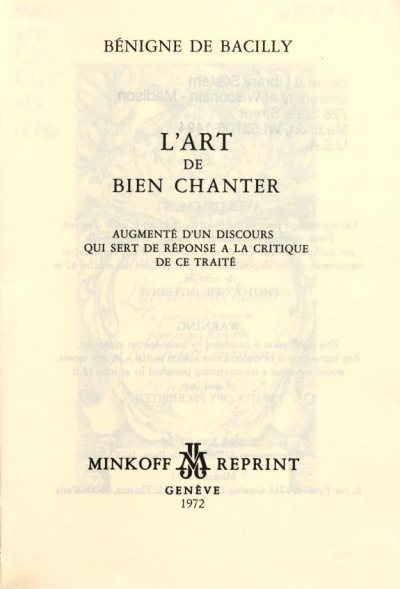 Couverture : L'art du chant