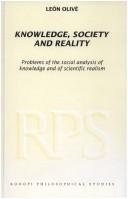 Couverture : Knowledge, Society and Reality. Problems of the social Analysis of Knowledge and Scientific Realism. (Rodopi Philosophical Studies, No 1)