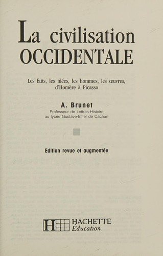 Couverture : La civilisation occidentale