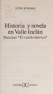 Couverture : Historia y novela en Valle-Inclán