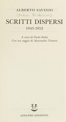 Couverture : Scritti dispersi, 1943-1952