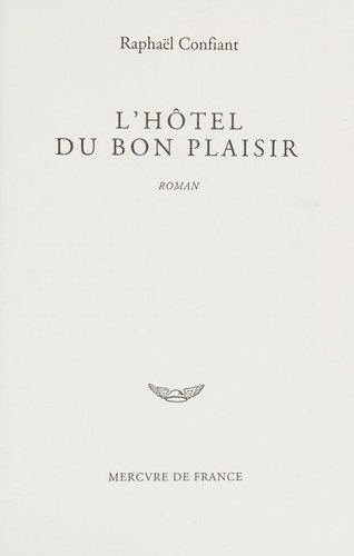 Couverture : L'hôtel du bon plaisir