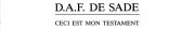 Couverture : Ceci est mon testament