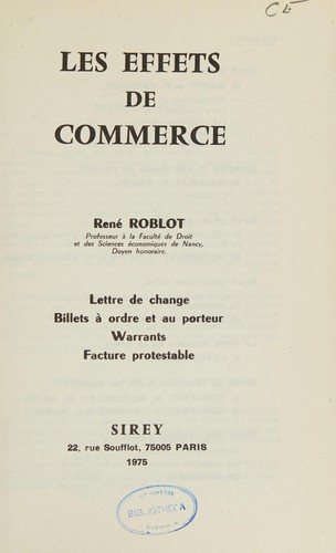 Couverture : Les effets de commerce