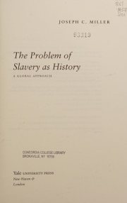 Couverture : Problem of Slavery as History