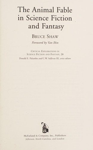 Couverture : The animal fable in science fiction and fantasy