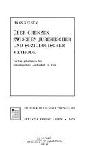 Couverture : Über Grenzen zwischen juristischer und soziologischer Methode.