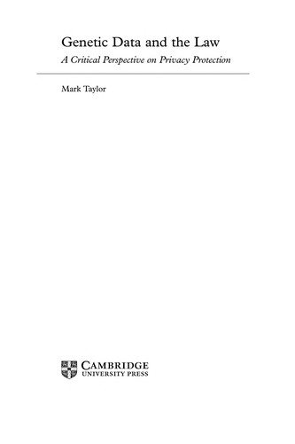 Couverture : Genetic Data and the Law